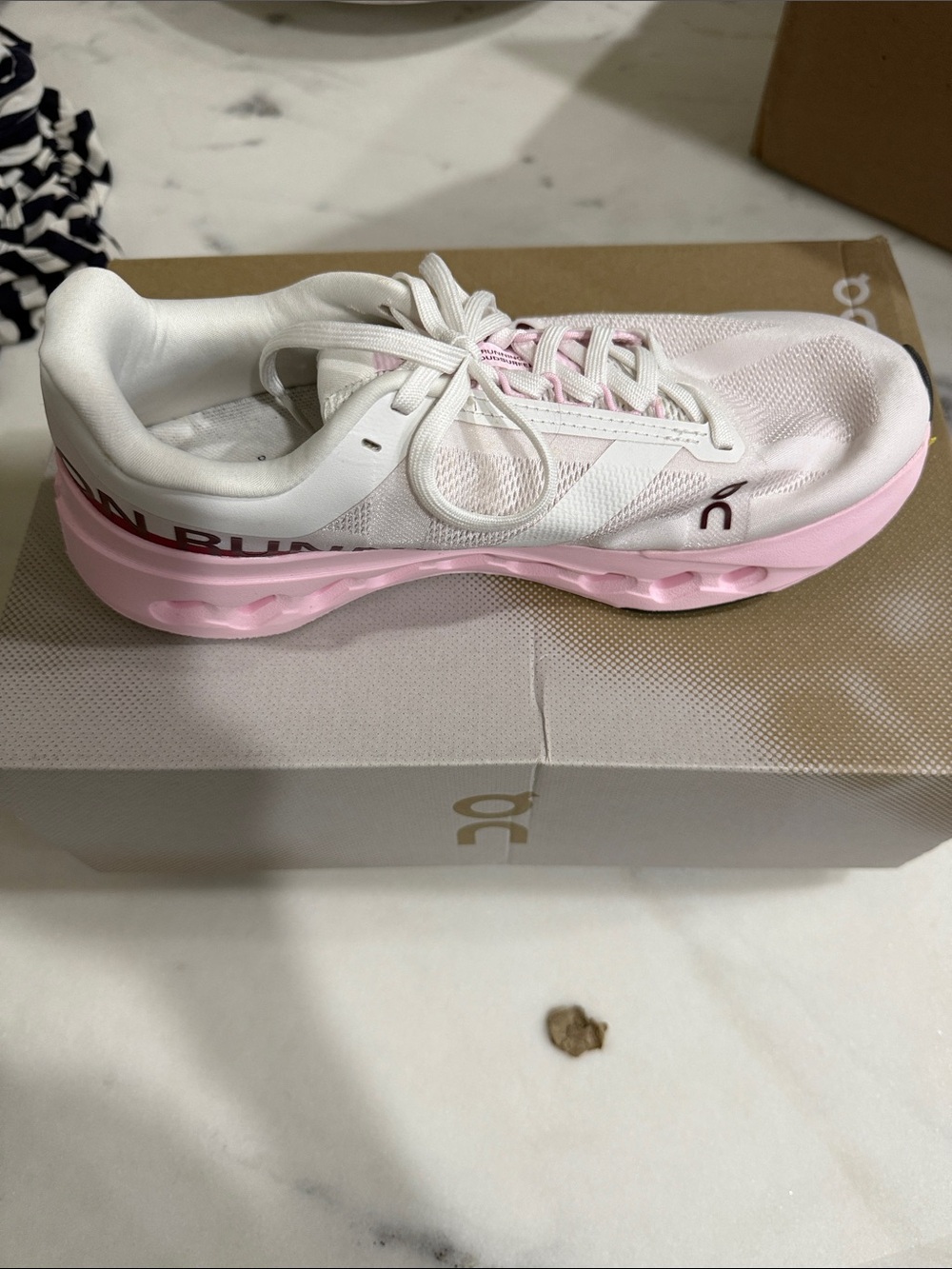 On Running Women's White and Pink Cloudnova Running Shoe